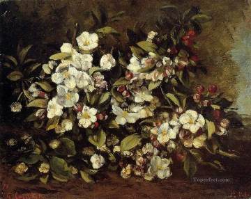 realism realist Painting - Flowering Apple Tree Branch Realist Realism painter Gustave Courbet